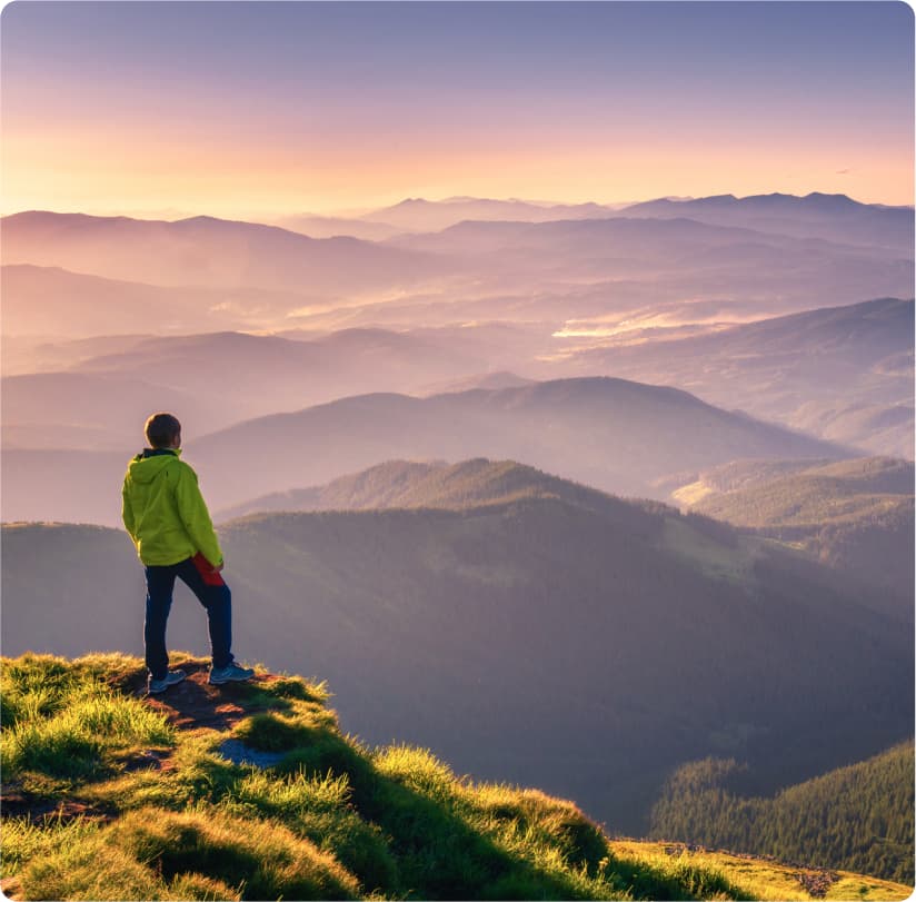 A man and woman enjoying a hike