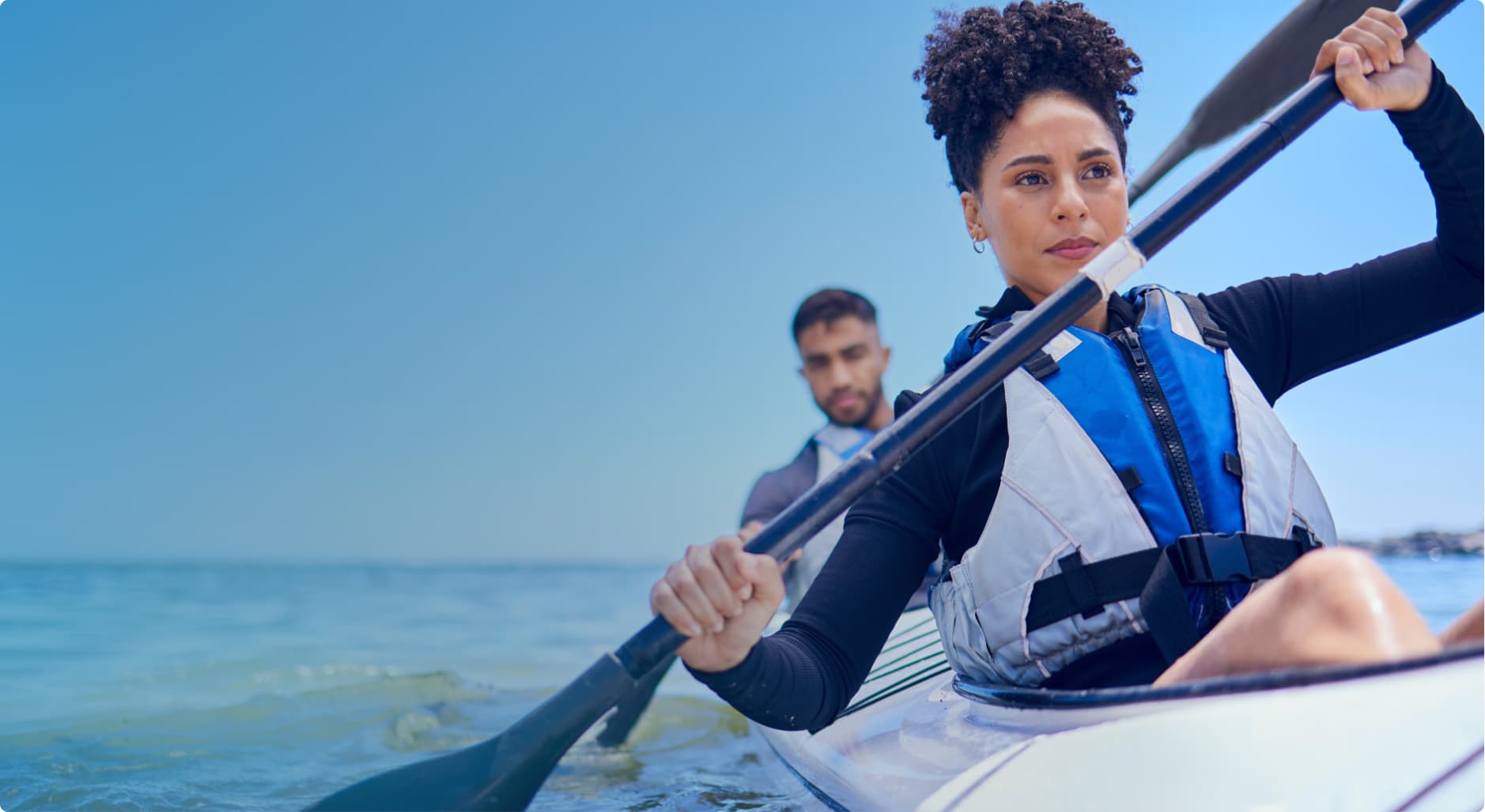 Two people kayaking