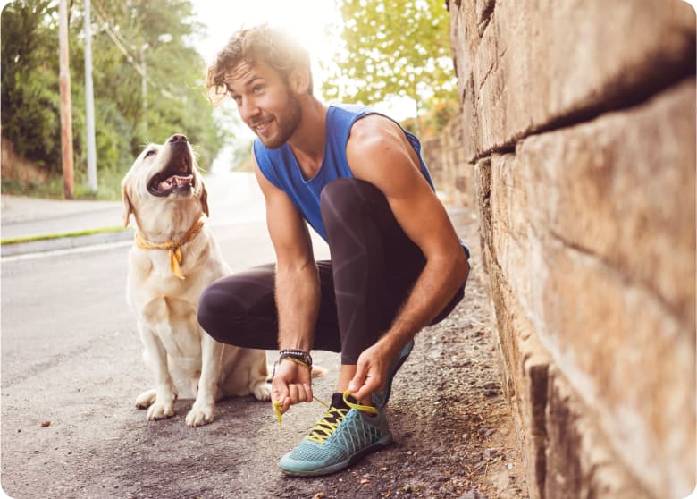 A man and his dog on a run